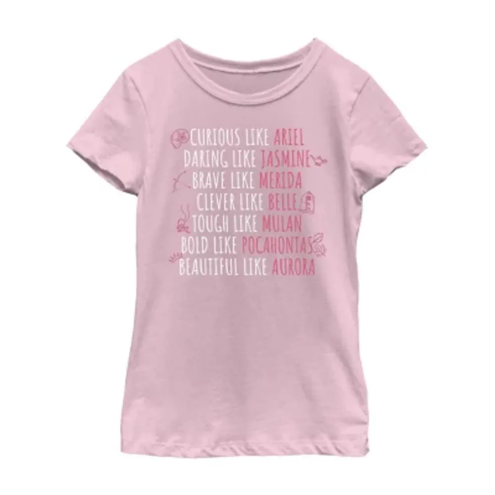 Little & Big Girls Disney Crew Neck Short Sleeve Princess Graphic T-Shirt