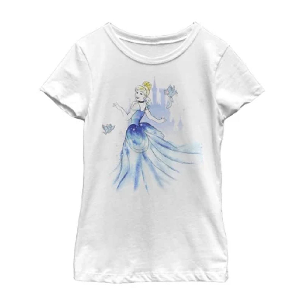 Little & Big Girls Disney Crew Neck Short Sleeve Cinderella Graphic T-Shirt