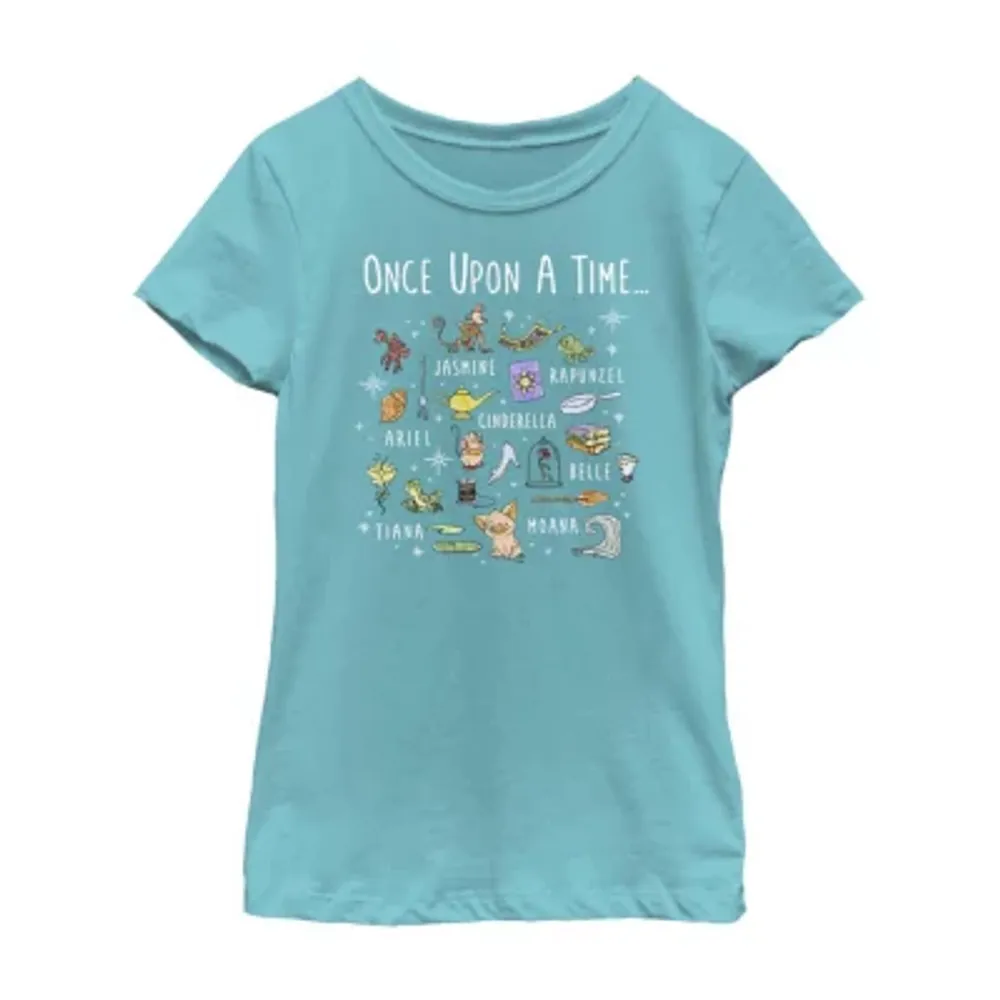 Little & Big Girls Disney Crew Neck Short Sleeve Princess Graphic T-Shirt