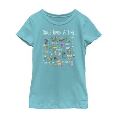 Little & Big Girls Disney Crew Neck Short Sleeve Princess Graphic T-Shirt