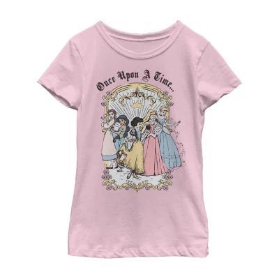 Little & Big Girls Disney Crew Neck Short Sleeve Princess Graphic T-Shirt