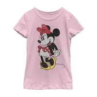 Little & Big Girls Crew Neck Short Sleeve Minnie Mouse Graphic T-Shirt