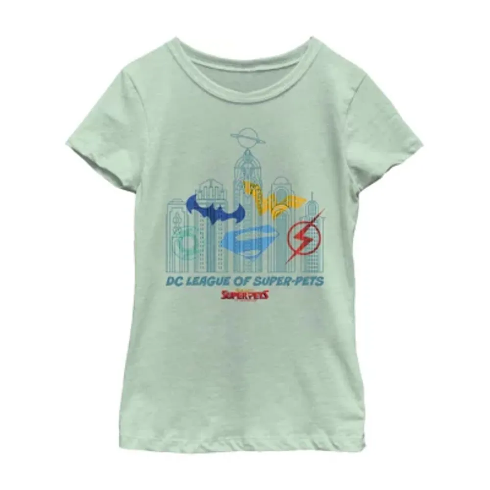 Little & Big Girls Super-Pets Crew Neck Short Sleeve DC Comics Graphic T-Shirt