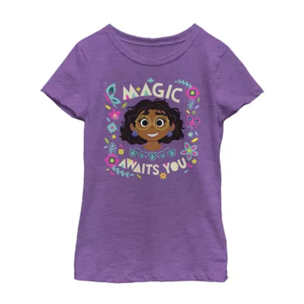 Little & Big Girls Disney Crew Neck Short Sleeve Encanto Graphic T-Shirt