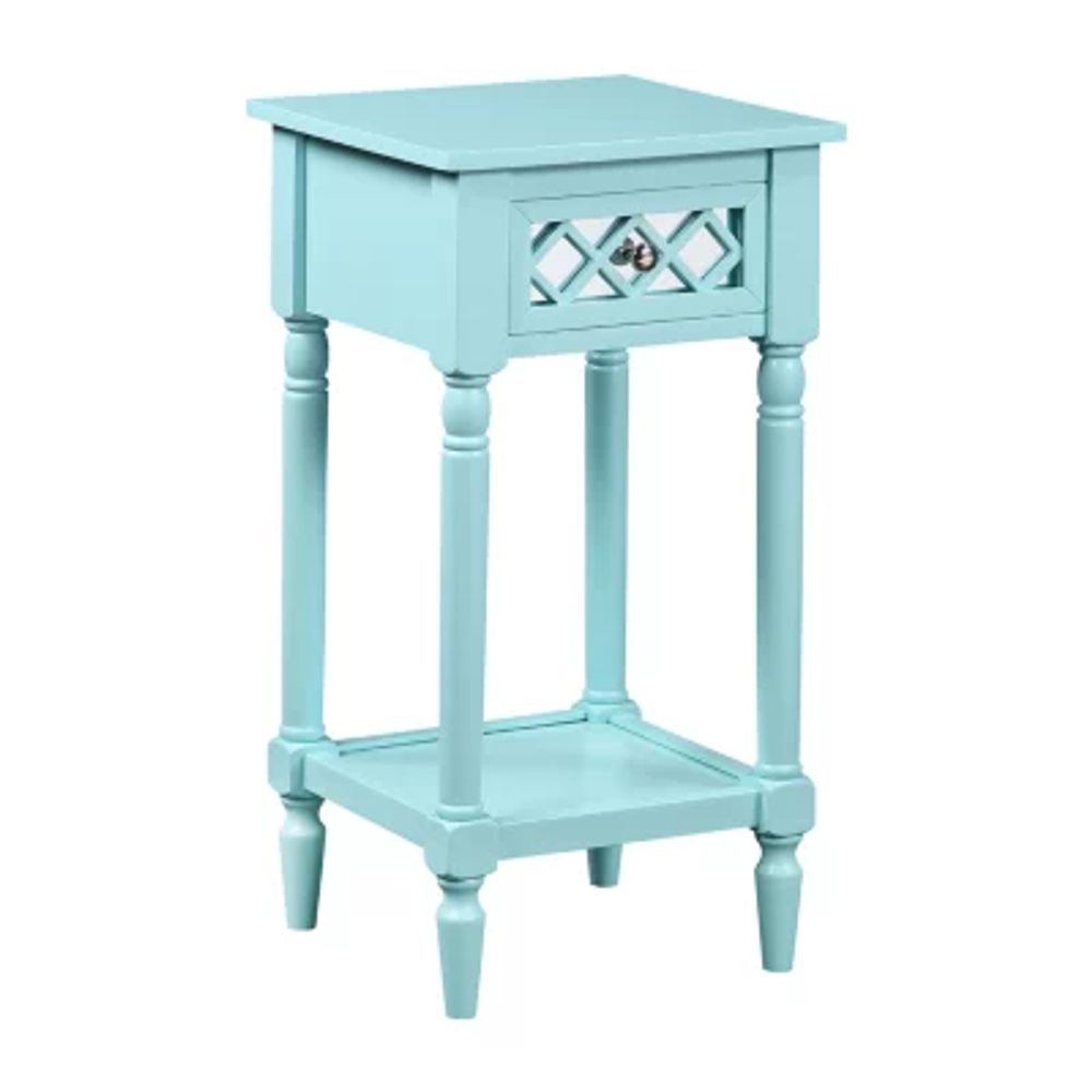 French Country Khloe 1-Drawer Accent Table with Shelf