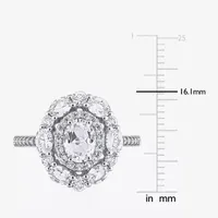 Womens Lab Created White Sapphire 10K Gold Cocktail Ring