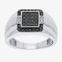 Mens 1/ CT. T.W. Natural Diamond Sterling Silver Fashion Ring