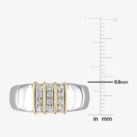 Mens Lab Created White Sapphire 10K Gold Sterling Silver Fashion Ring