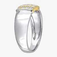 Mens Lab Created White Sapphire 10K Gold Sterling Silver Fashion Ring