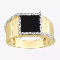 Mens 1/10 CT. T.W. Genuine Black Onyx 10K Gold Fashion Ring