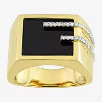 Mens 1/ CT. T.W. Genuine Black Onyx 18K Gold Over Silver Fashion Ring