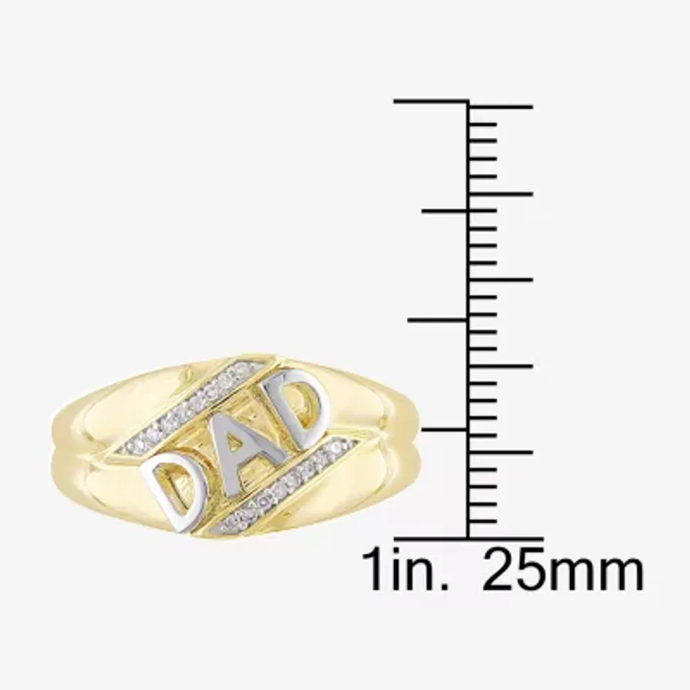 "Dad" Mens Diamond Accent Mined White 10K Gold Fashion Ring