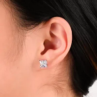  Sterling Silver Square Cubic Zirconia Earring Set    