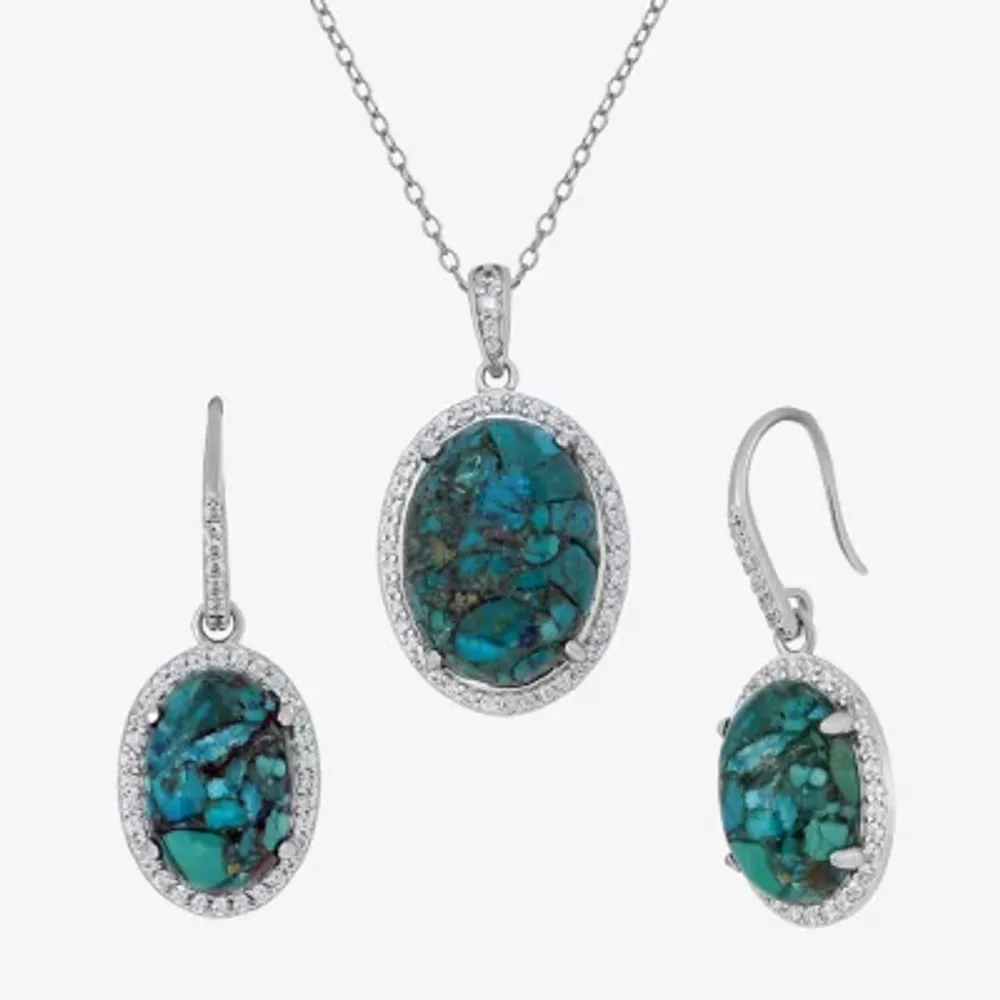 Enhanced Green Turquoise Sterling Silver 2-pc. Jewelry Set