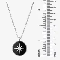 North Star Womens 4 1/2 CT. T.W. Black Agate Sterling Silver Star Pendant Necklace