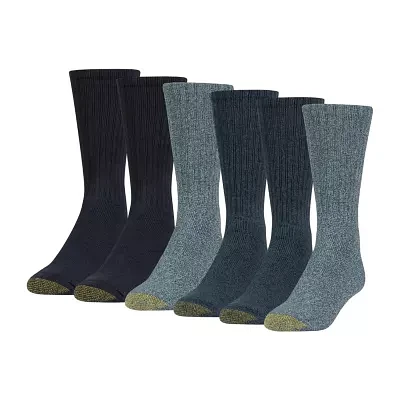 Gold Toe Harrington 6 Pair Big and Tall Crew Socks Mens
