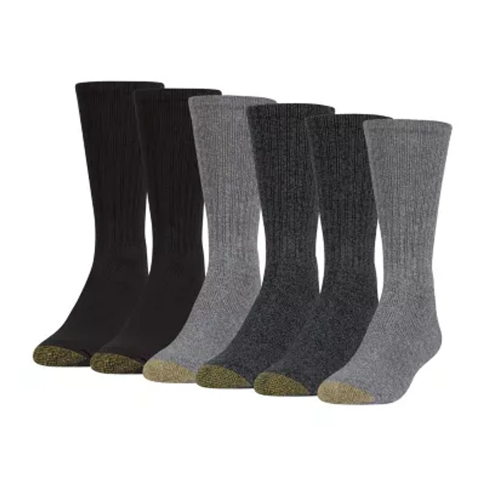 Gold Toe Harrington 6 Pair Big and Tall Crew Socks Mens