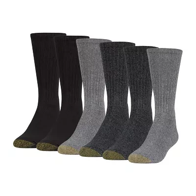 Gold Toe Harrington 6 Pair Big and Tall Crew Socks Mens