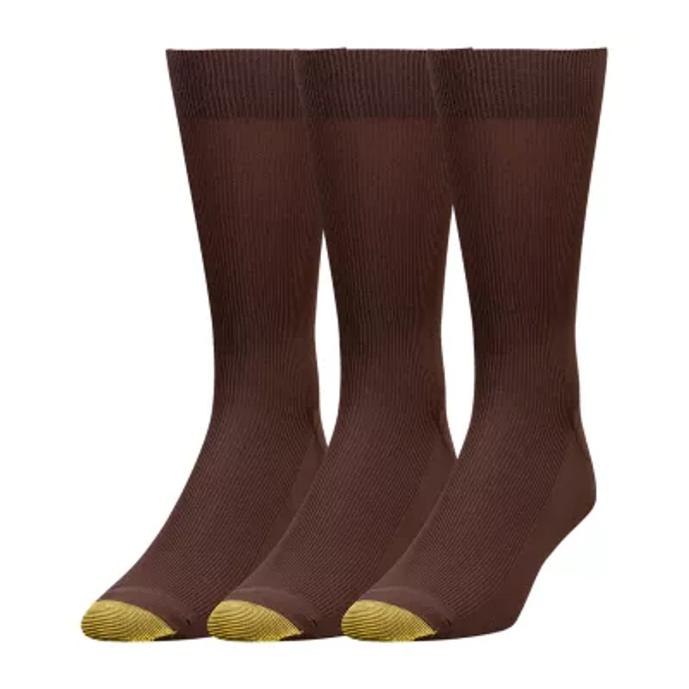 Gold Toe Metropolitan Dress 3 Pair Big and Tall Crew Socks Mens