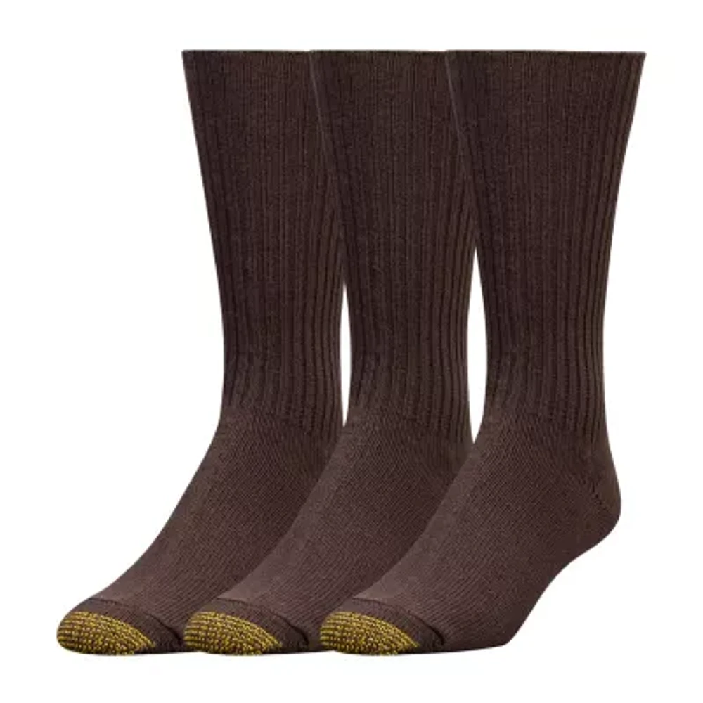 Gold Toe Casual Cotton Fluffies 3 Pair Crew Socks Mens