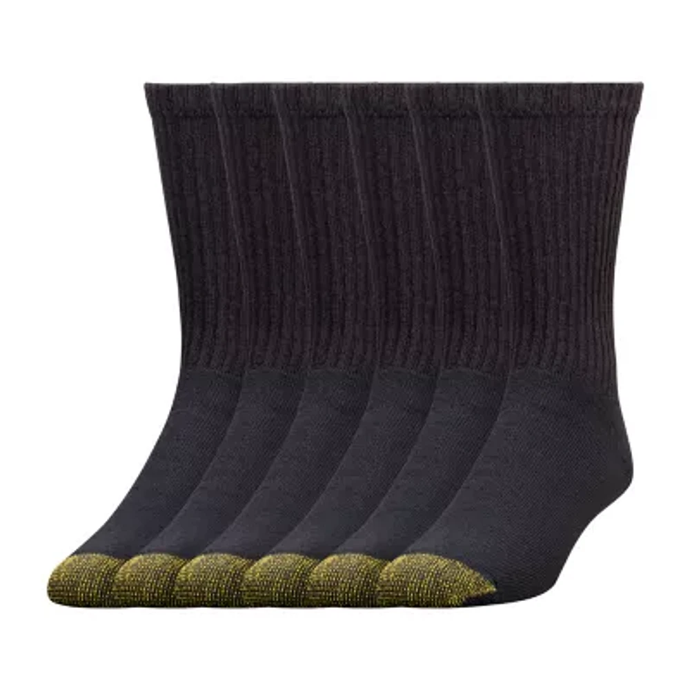 Gold Toe Athletic Sport 6 Pair Big and Tall Crew Socks Mens