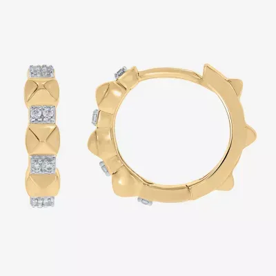 1/10 CT. T.W. Natural White Diamond 14K Gold Over Silver 14.7mm Hoop Earrings