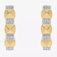 1/10 CT. T.W. Mined White Diamond 14K Gold Over Silver 14.7mm Hoop Earrings