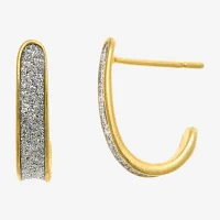 Silver Treasures Womens 14K Gold Over Silver 16.1mm Hoop Earrings