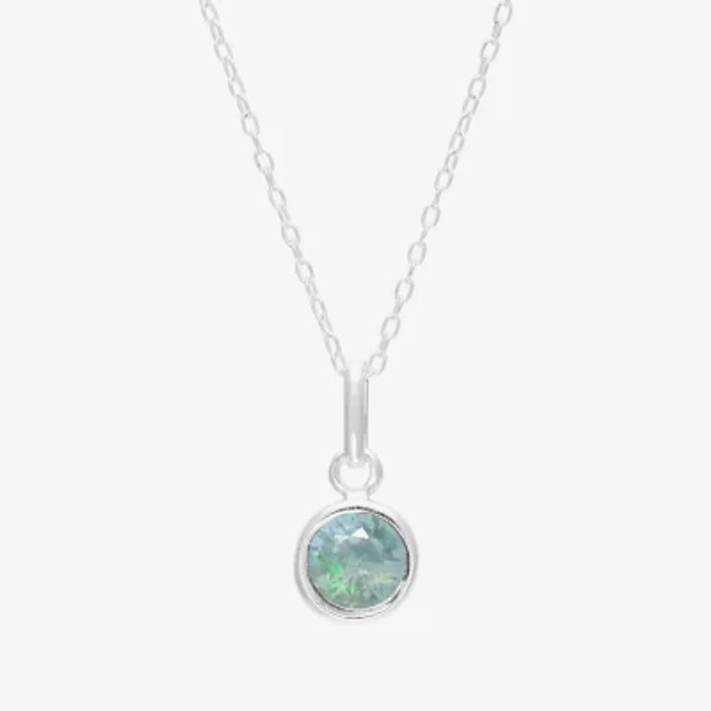 Itsy Bitsy Birthstone Crystal Sterling Silver 18 Inch Cable Pendant Necklace