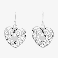 Silver Treasures Sterling Silver Heart Drop Earrings