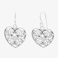 Silver Treasures Sterling Silver Heart Drop Earrings