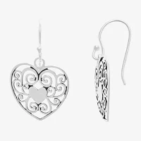 Silver Treasures Sterling Silver Heart Drop Earrings