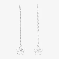 Silver Treasures Sterling Silver Flower Drop Earrings