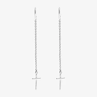 Silver Treasures Sterling Silver Cross Drop Earrings