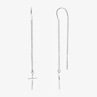 Silver Treasures Sterling Silver Cross Drop Earrings