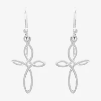 Silver Treasures Sterling Silver Cross Drop Earrings