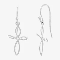 Silver Treasures Sterling Silver Cross Drop Earrings