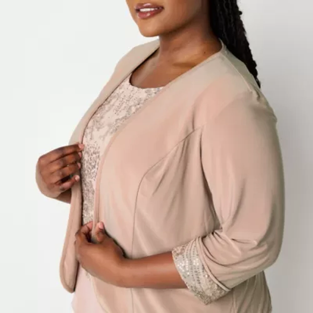 Maya Brooke Womens Jacket Dress Plus