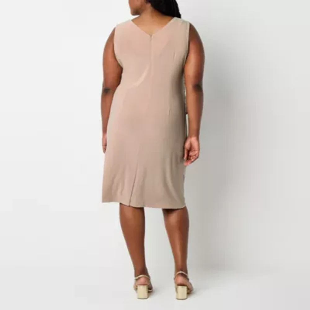 Maya Brooke Womens Jacket Dress Plus