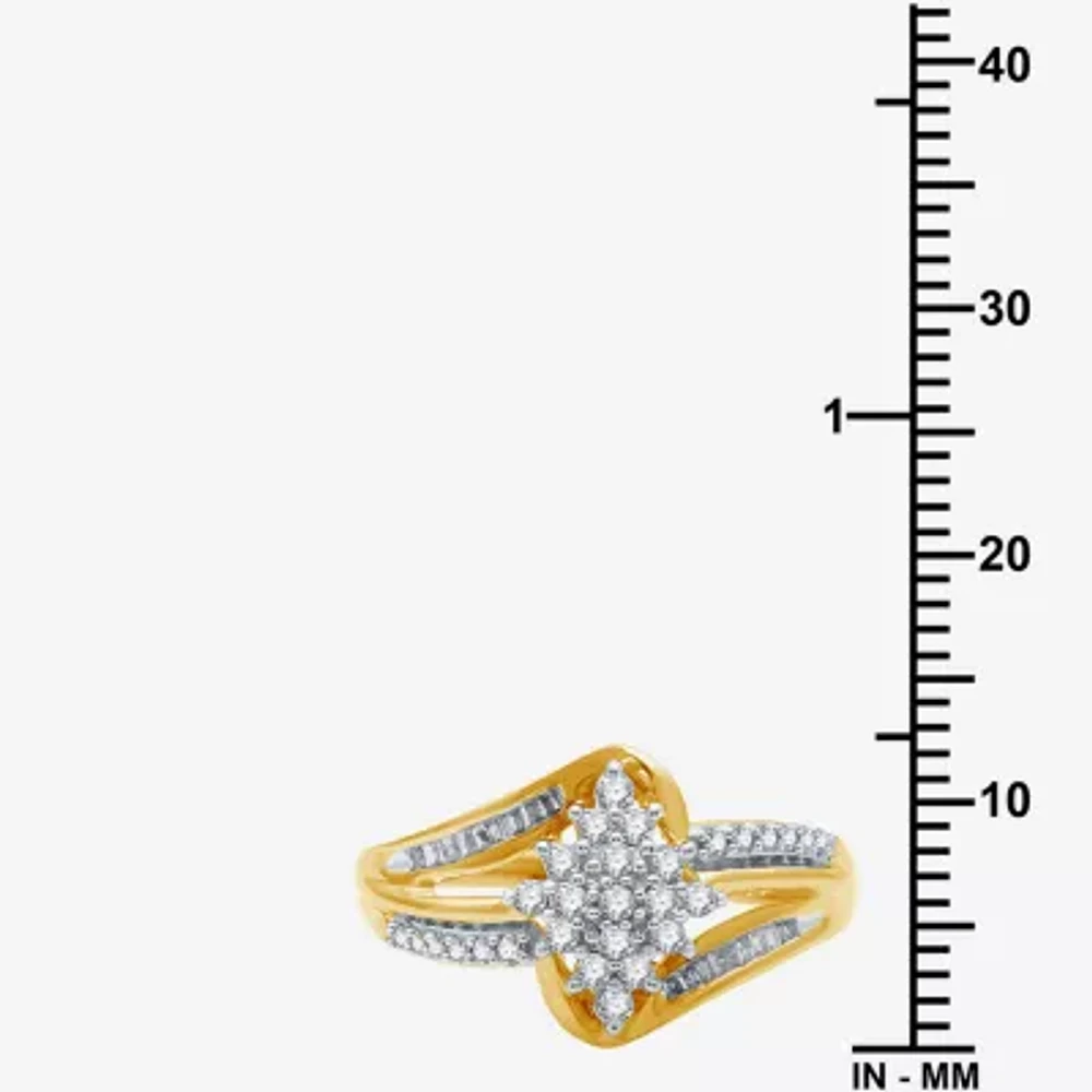 Womens 1/3 CT. T.W. Natural White Diamond 10K Gold Cluster Cocktail Ring