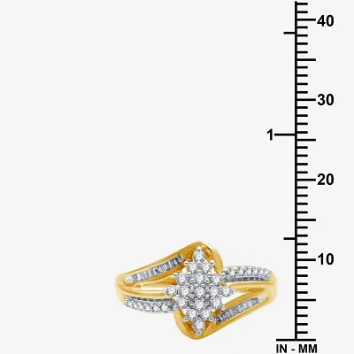 Womens 1/3 CT. T.W. Natural White Diamond 10K Gold Cluster Cocktail Ring