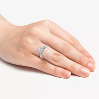 I Said Yes (H-I / I1) Womens 1 CT. T.W. Lab Grown White Diamond Sterling Silver Pear Side Stone Halo Engagement Ring