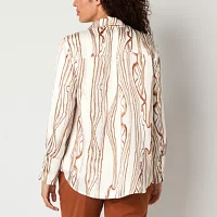 Worthington Womens Long Sleeve Relaxed Fit Button-Down Shirt