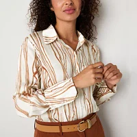 Worthington Womens Long Sleeve Relaxed Fit Button-Down Shirt