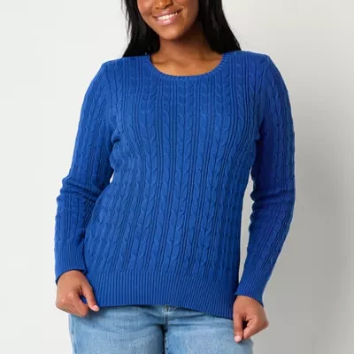 St. John's Bay Womens Crew Neck Adaptive Long Sleeve Hidden Access Opening Pullover Sweater