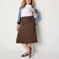 a.n.a Utility Womens High Rise Long A-Line Skirt-Plus