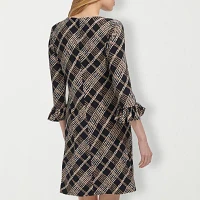 Marc New York Womens 3/4 Sleeve Plaid Shift Dress