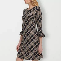 Marc New York Womens 3/4 Sleeve Plaid Shift Dress