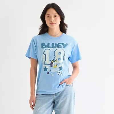 Juniors Boyfriend Tee Womens Crew Neck Short Sleeve Bluey Graphic T-Shirt