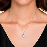 Womens Diamond Accent White Cultured Freshwater Pearl Sterling Silver 18 Inch Pendant Necklace